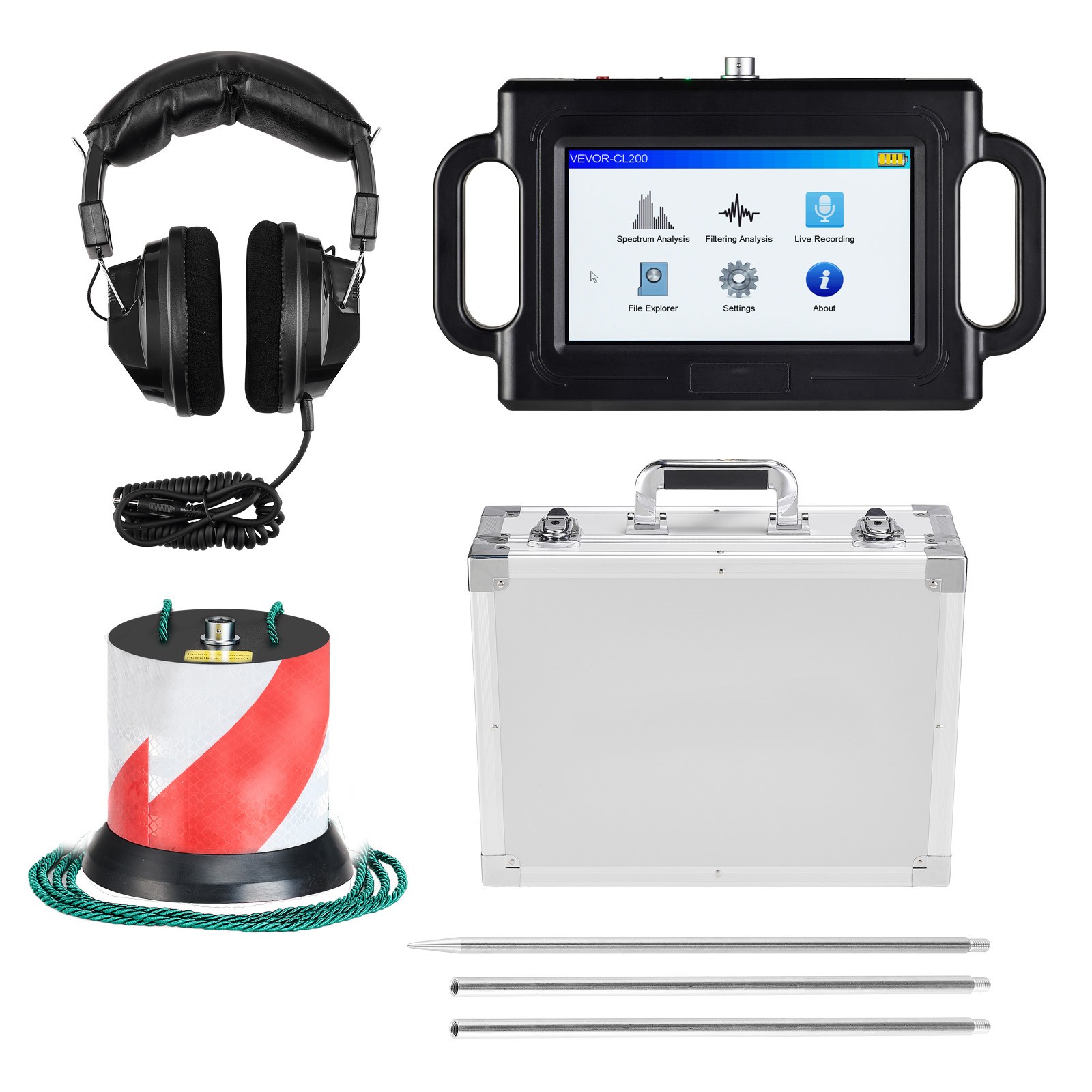 Uimoso Pipe Leak Detection Device 1Hz-5000Hz 7" Touchscreen Locator