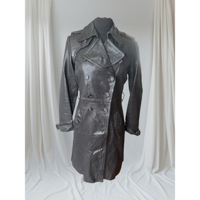 Women's Leather Trench Coat, M