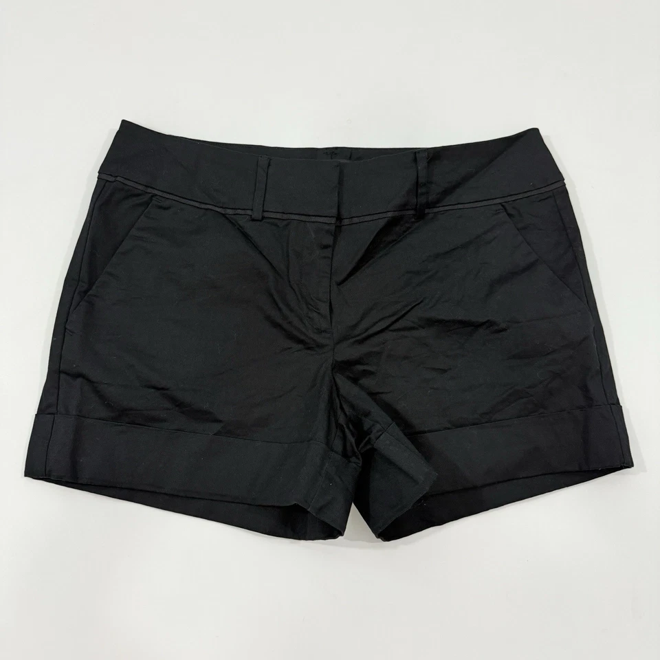 7th Avenue Design Studio NY&Co Black Cuffed Hem Chino Shorts Sz 8 Cotton Stretch - Image 2 of 4