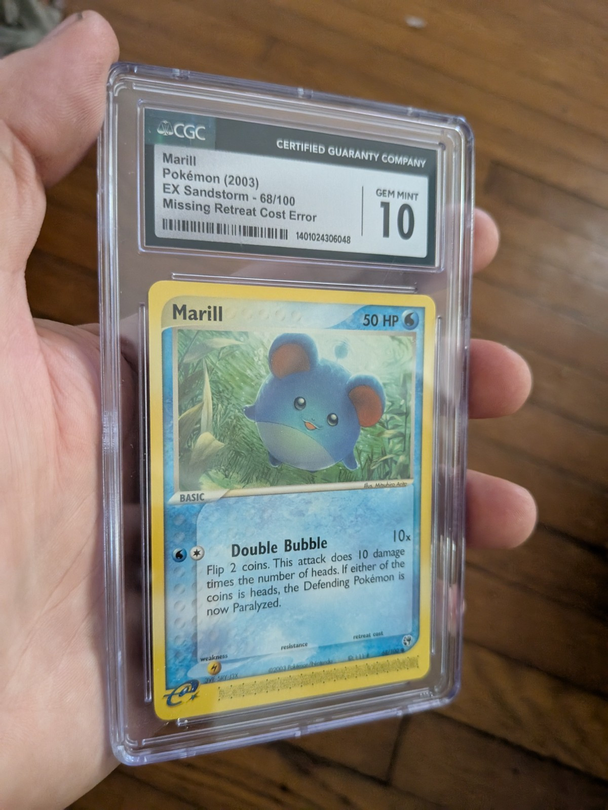 POP 18) CGC 10 GEM MINT Marill 68/100 ERROR EX Sandstorm 2003