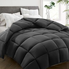Queen All Season Comforter Dark Grey Cooling Down Alternative Machine Washable
