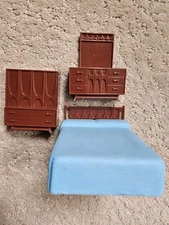 Vintage Broyhill Brasilia Mid-Century Modern Plastic Dollhouse 3 Pc Bedroom Set