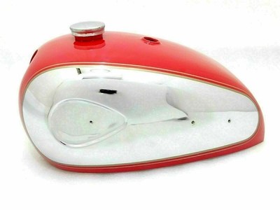 BSA A7 A10 Super Rocket Chrome And Red Painted Petrol Tank With Dual Line & Cap