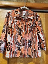 Ruby Rd Size 14 Multi-Color Burnout 3/4-Sleeve Jacket w/M-O-P Buttons