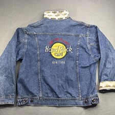 Hard Rock Cafe New York Vintage 90s Denim Jean Trucker Jacket Size Medium