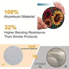 Sunflower Round Aluminum Wall Sign Vibrant Yellow Brown Floral