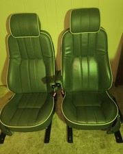 Leather Front Seat Set Aspen Greenivory Stripe Motorsheaters Work Read All Leather Front Seat Set Aspen Greenivory Stripe Motorsheaters Work Read All