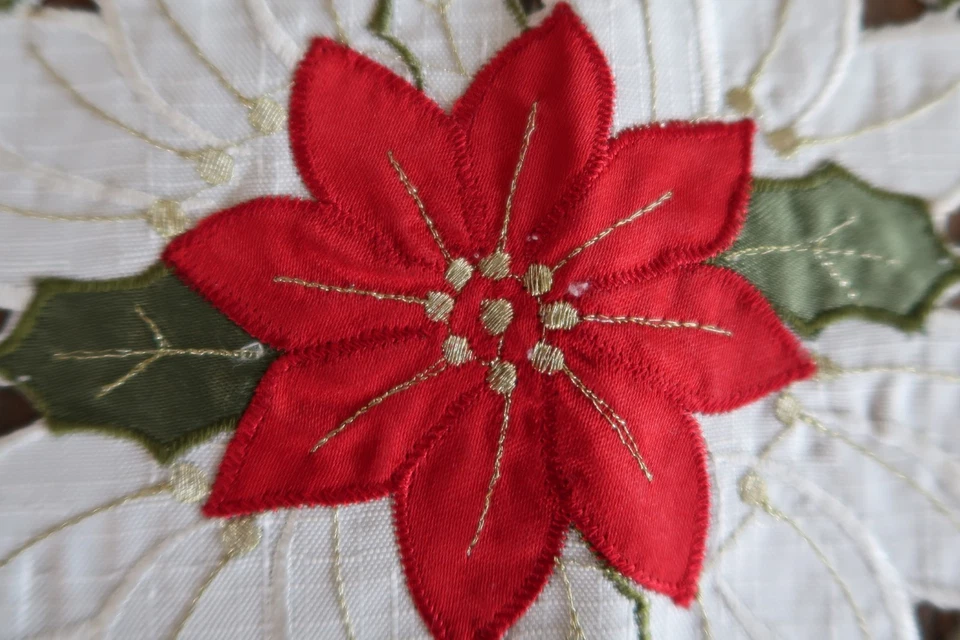 St Nicholas Square Christmas Poinsettia Cut-Out Centerpiece Mat Placemat - Image 2 of 4