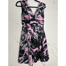 Jessica Simpson Floral Pink Dress Size 2 Barbie Formal Party EUC Satin A-line