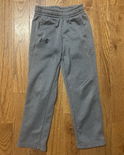 Under Armour Boys XS Gray Fleece Sweatpants Pull On Elastic Waist Logo