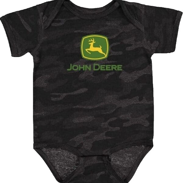 LP89391 - John Deere Infant Black Gray Camo Bodysuit 12M
