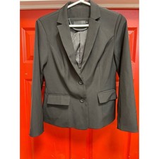 Black Two Button Notched Lapel Blazer Jacket with Flap Pockets Size M