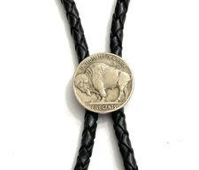 Genuine Buffalo Nickel Bolo Tie - Personalized Cord Color , length , and tips