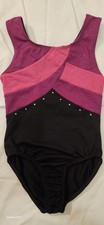 Leotard, Child's Size 6/6X, Black With Dark Pink  Maroon, Freestyle By Danskin