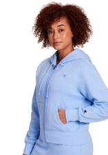 NEW Women's Champion Full Zip Fleece Hoodie Jacket Blue Size Large MSRP 60