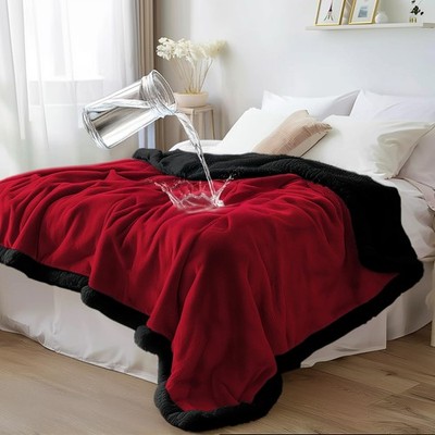Bedding Aid Waterproof Blanket - Sherpa Fleece Reversible Throw, Soft Warm Leak-
