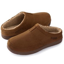 Men's SoftStride Faux Suede House Slipper 11-12 Shearling Tan