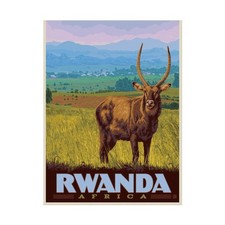 Rwanda Antelope Travel Poster Rolled Poster | African Wildlife Wall Art