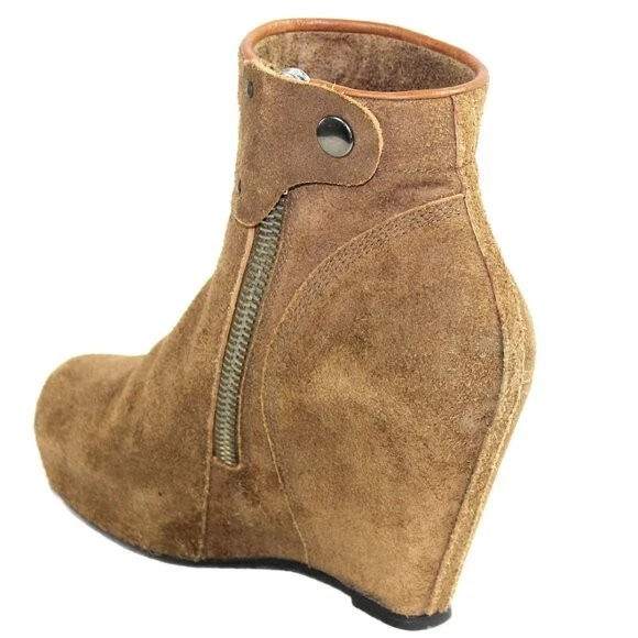 Botín Rick Owens Icónico Toast Marrón Gamuza Esculpido Plataforma Cuña, Talla 37 Foto 4 de 4