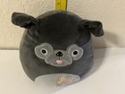 Original Squishmallows Bongo Pug 8”Squishy Plush BlackGray Puppy Dog W/Bone USED — photo 2