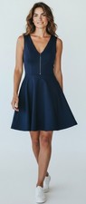 Guess women's skater fit 'n flare circle navy blue dress small