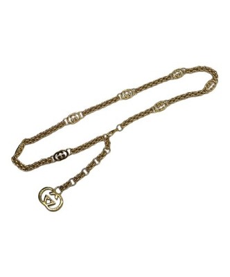 GUCCI Chain Belt GG Logo mark Vintage Long necklace Gold Length
