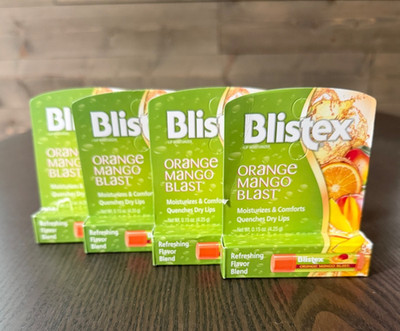 Blistex Orange Mango Blast Lip Balm 0.15 OZ, New in Box- Pack of 4