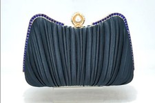 Vintage Pearl Beaded Rhinestone Evening Handbag Purse Clutch Party Wedding /525