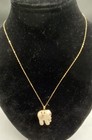 14k Gold Carved Multi-Gemstones Elephant Pendant Chain Necklace 18 //4" 3.8 g — photo 2