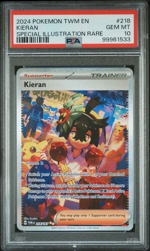 2024 POKEMON TWILIGHT MASQUERADE SPECIAL ILLUSTRATION RARE #218 KIERAN PSA 10
