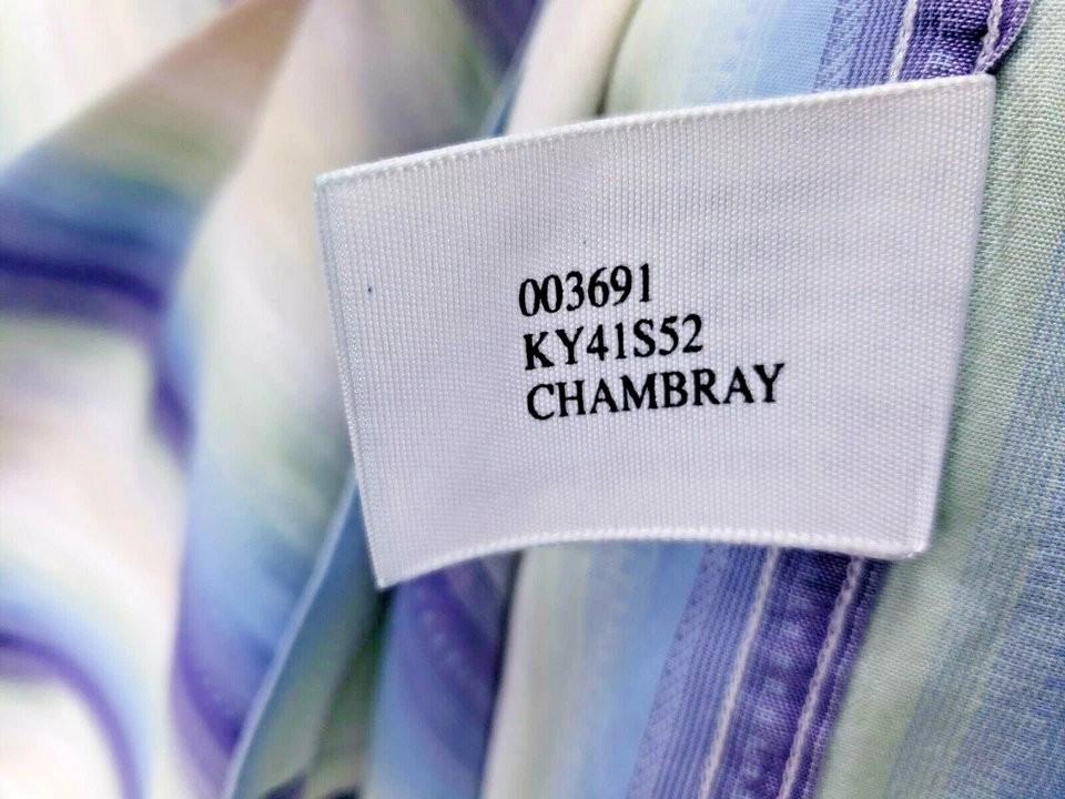 Nat Nast Luxury Mens Shirt SizeXL L/S Chambray Button Purple/Blue/Yellow Striped - Image 4 of 4