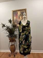 St. Tropez West Women Size 14 Sleeveless Shift Dress Lined V-neck Split Sides