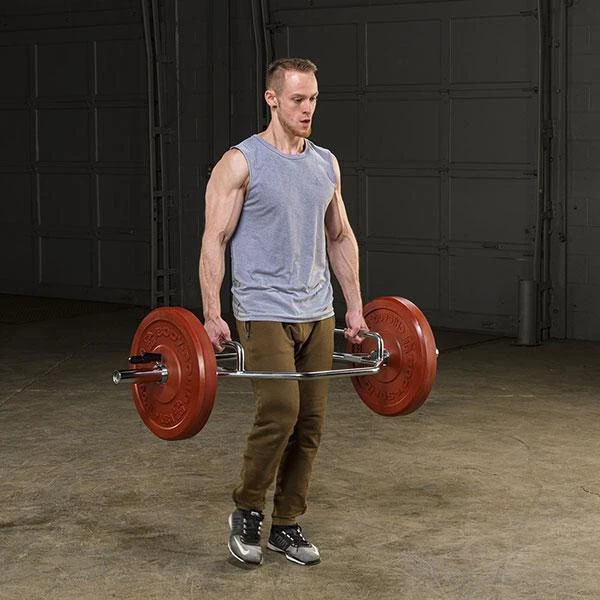 Barra de encogimiento de hombros olímpica sólida para el cuerpo con asas elevadas Foto 3 de 4