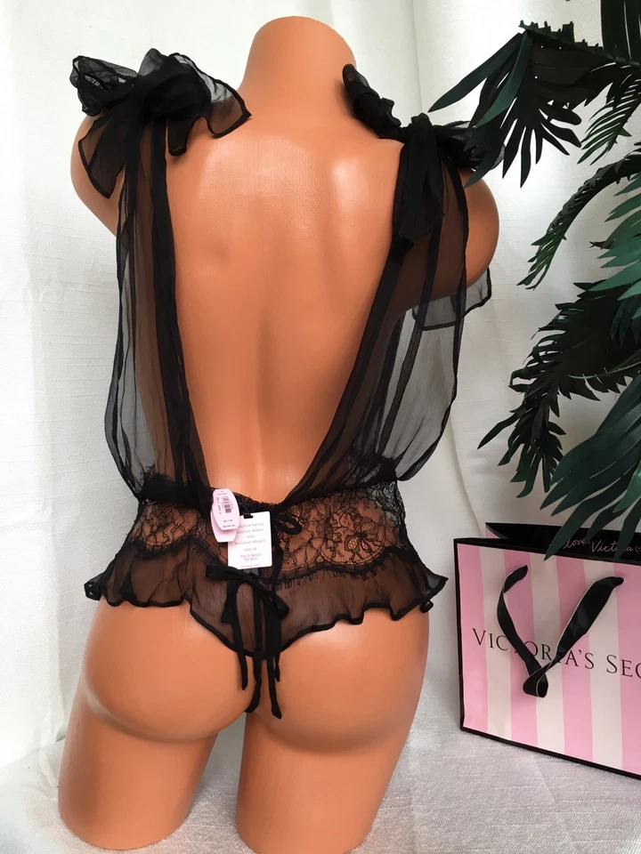 Lazo de peluche negro liso raro de seda grande colección diseñador Victoria's Secret Foto 3 de 4