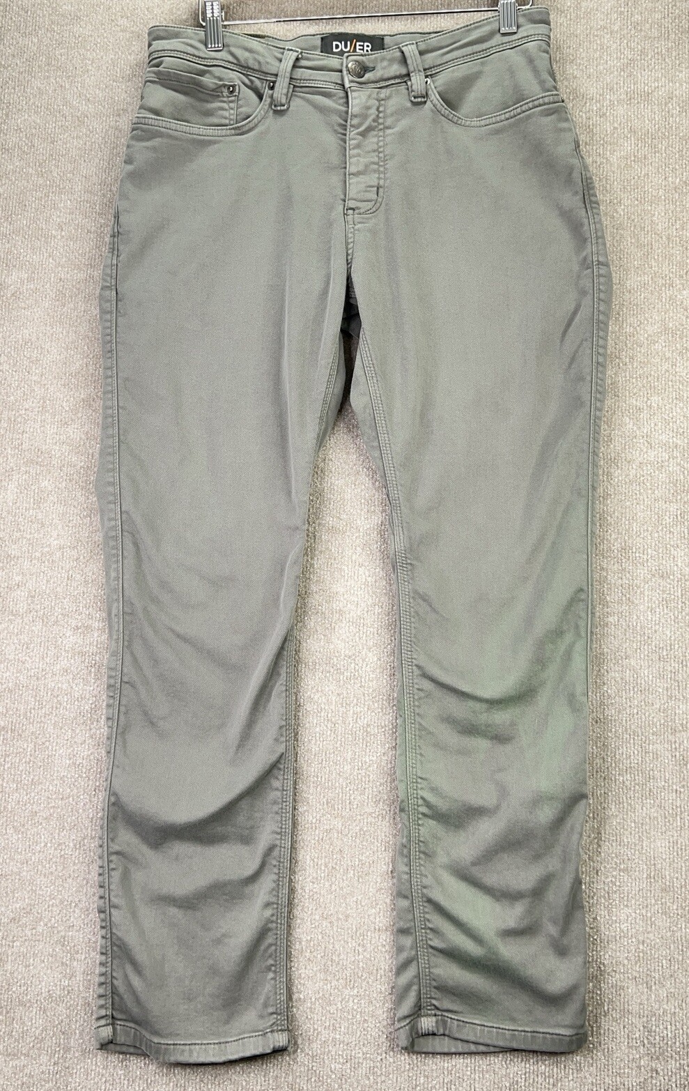 DU/ER Duer N2X No Sweat Pants Mens Size 32 x 30 Gull Grey Relaxed Taper Fit