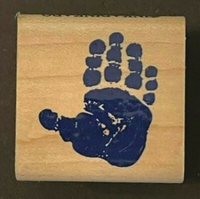 Baby Child Hand Print Sign Symbol Wood Rubber Stamp