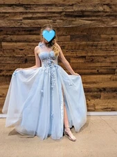 Cecilia Couture 1516 Sheer Lace Shimmer Corset One Shoulder Prom Dress Formal...