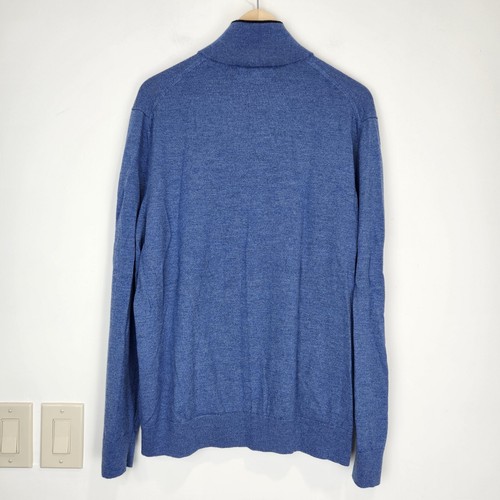 Banana Republic Italian Merino Half Zip Sweater Mens XL Blue Long Sleeve - Picture 2 of 9