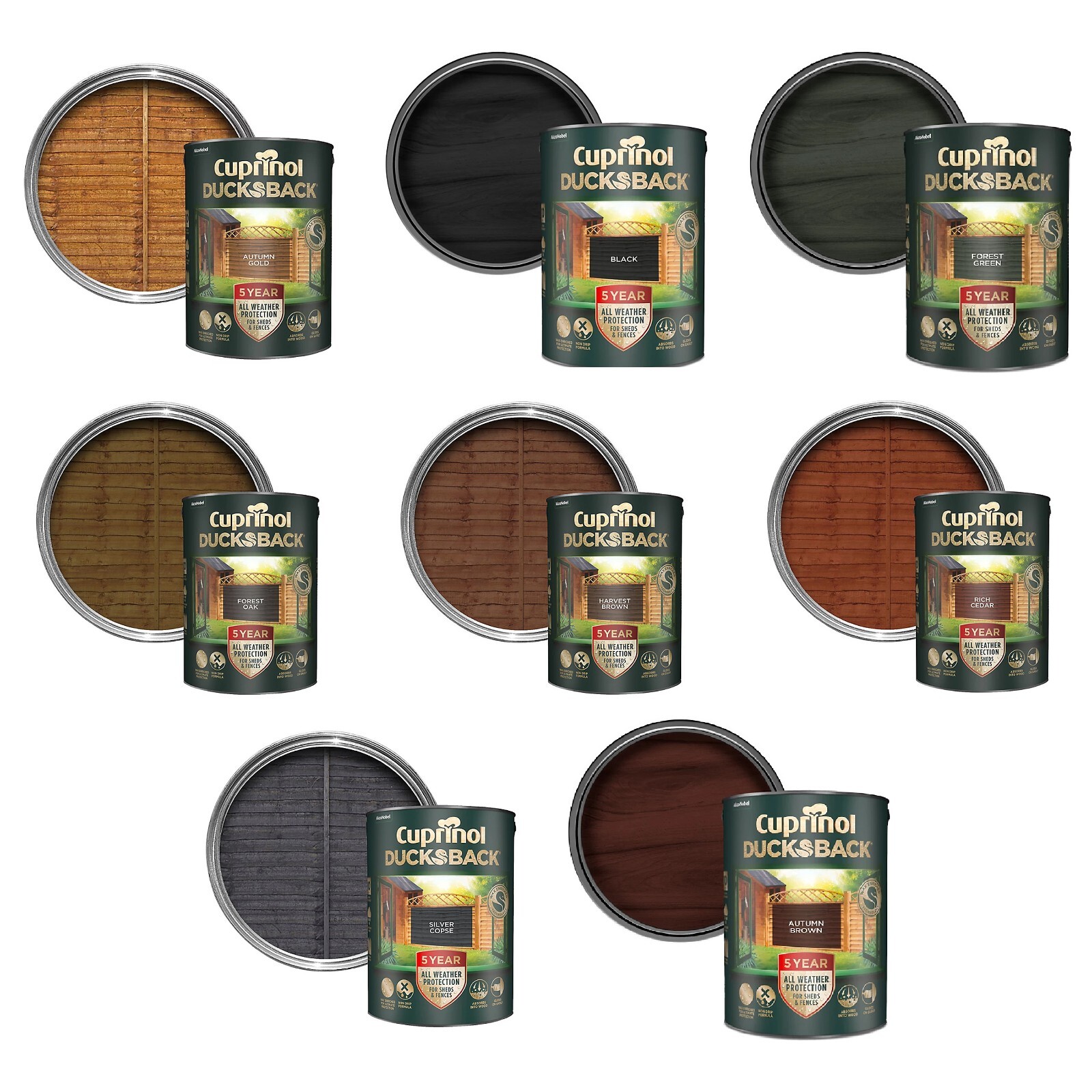 Cuprinol (5092436) Ducksback 5 Year Waterproof for Sheds and Fences, 5L Harvest Brown for sale