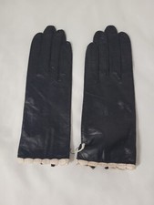 Vintage Unused 1960s Black Leather Size 6 1/4 France Women's Fashion Gloves