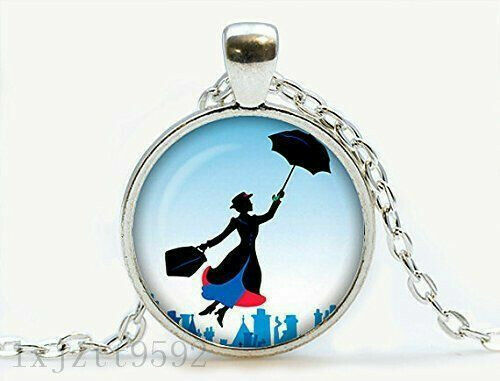 Mary Poppins charm pendant necklace 22 inch 925 sterling silver women gift