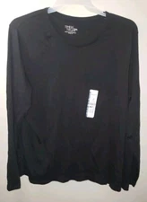 Time and Tru Women's Core Tee Long Sleeve Black Relaxed Fit Size 3XL (22)