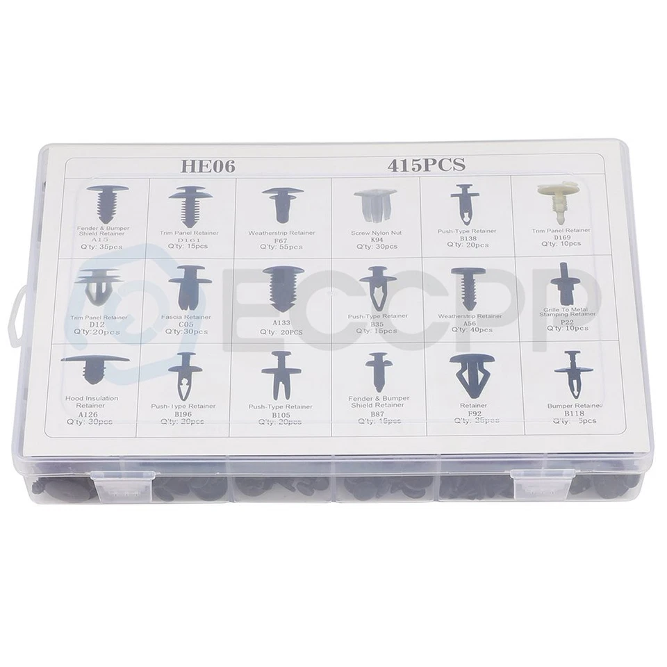 446 piezas retenedor de coche clips automáticos kit de sujetador de plástico herramienta de parachoques de eliminación de sujetador Foto 2 de 4