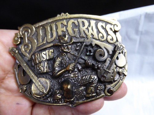 Vtg Blue Grass Music USA Brass Metal Belt Buckle 1982 - Picture 6 of 6