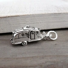 Silver 3D Camper Charm - RV Motor Home Charm - Airstream Charm - Camping Charm