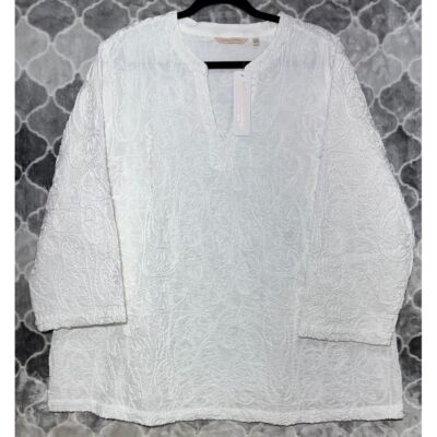NWT Soft Surroundings Women's Sz 2X Ultra Embroidered V-Neck Peasant Boho Top