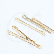 2 Pieces Gold Plated Hair Clip with 2 Loops - 56x2mm 4531C 