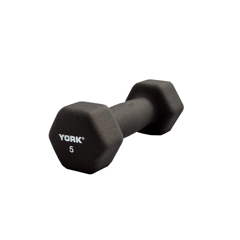 YORK NEW, FREE SHIP - 5 LB NEOPRENE HEXAGON FITBELL W/ CAST ERGO HANDLE, SOLD BY PAIR