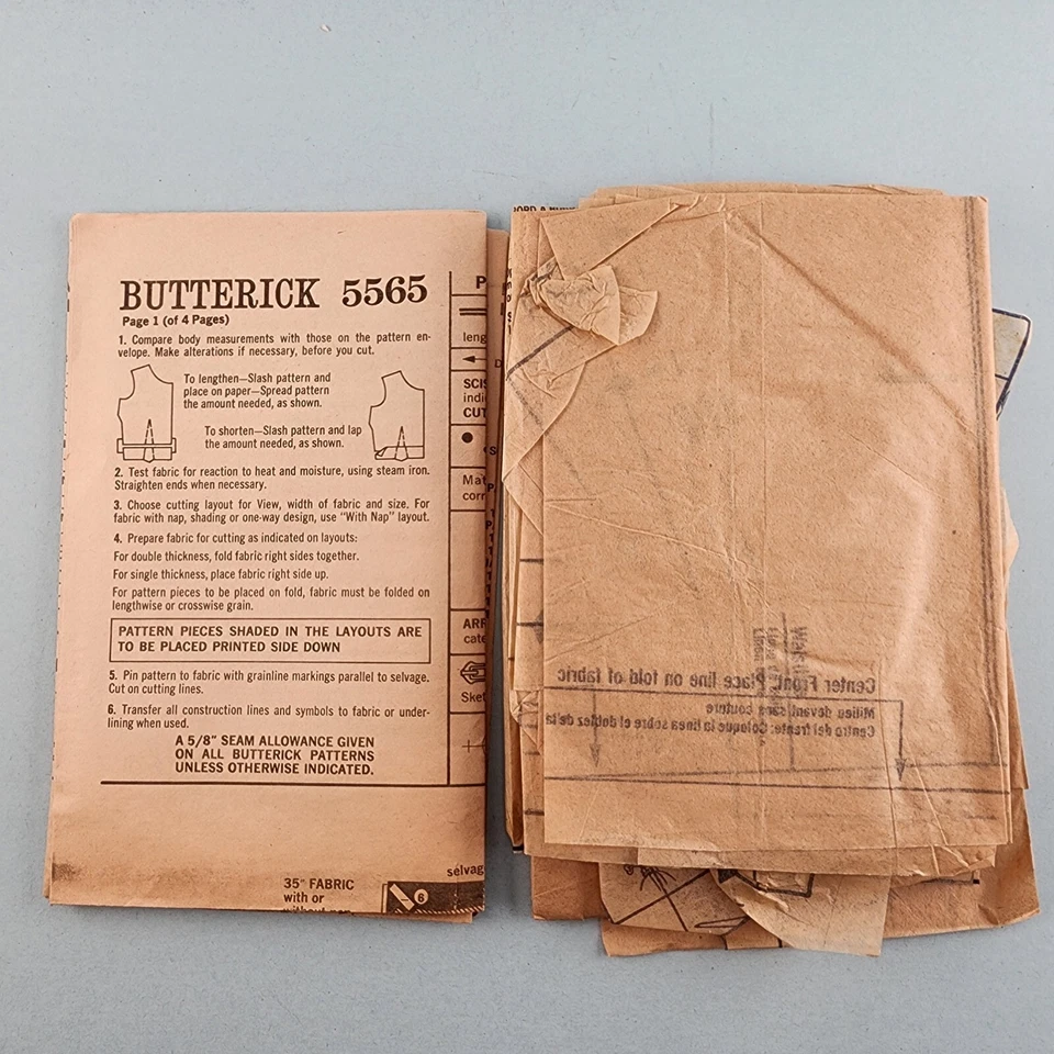 Butterick 5565 Vintage Patrón de Costura 1970 Mod Junior Adolescente Mini Vestido Chaleco Pantalones Foto 3 de 3