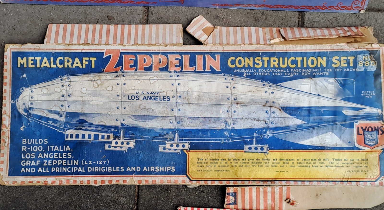1928 Zeppelin 880 Construction Set Lyons MetalCraft Vintage Toy